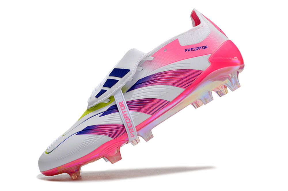 White Pink Purple FG Firm Ground Soccer Cleats | Laceless Predator